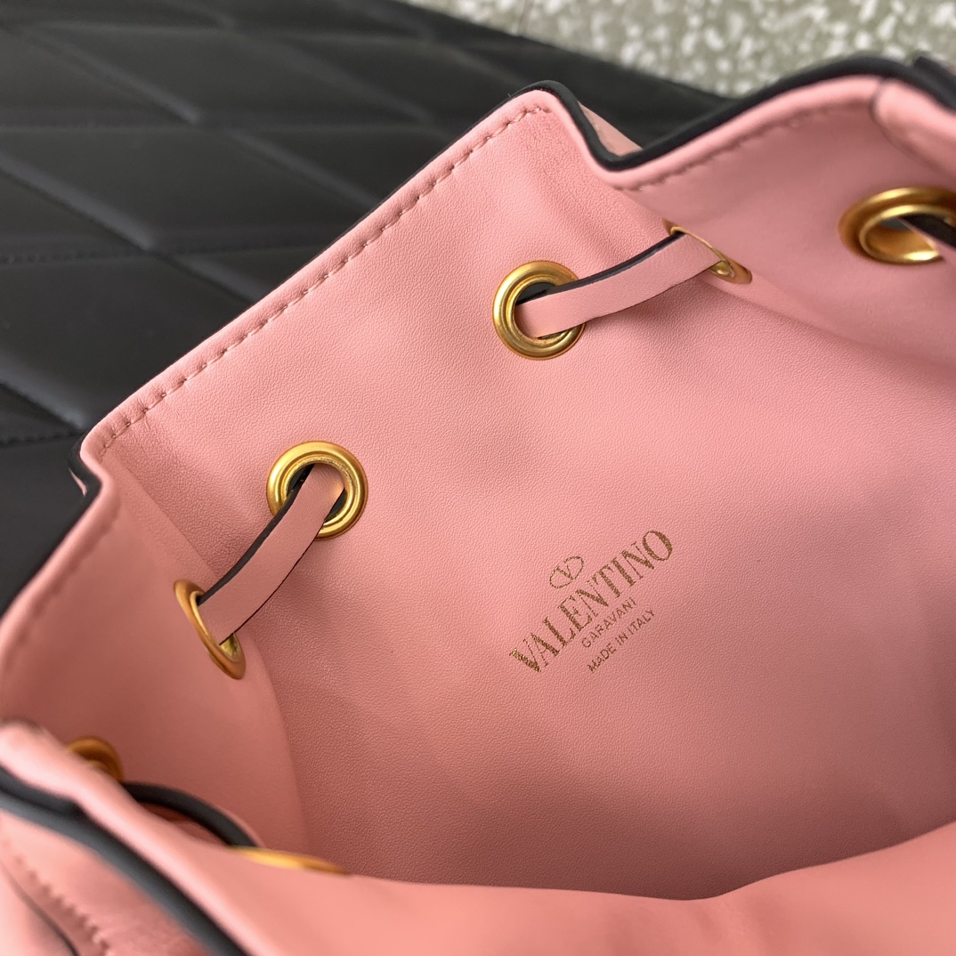 Valentino Garavani VLogo Signature Mini Bucket Bag in Pink Nappa Leather 